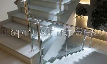 Нержавеющие перила и ограждения со стеклом и подсветкой в Ростове-на-Дону. Готовые проекты ПерилаГлавСнаб