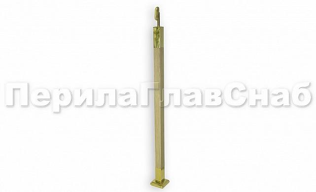 Готовая стойка Ø38,1х950 мм деревянная, со вставками из нержавеющей стали под золото 2х100 мм базовая k741-G 2