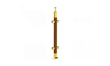 Готовая стойка 40х40х950 мм, деревянная, со вставками из нержавеющей стали 2х100 мм с 4 зажимными стеклодержателями, под золото k740-3-G купить в Ростове-на-Дону