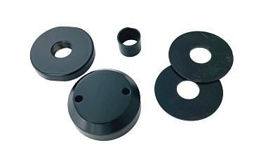 Комплект торцевого крепления несущего стекла, гайка-шайба Ø50х10х18 мм с внутренней резьбой М16, порошковая покраска RAL 9005 мат, AISI 304 Фk277-6-П купить в Ростове-на-Дону