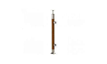 Готовая стойка 40х40х950 мм, деревянная, со вставками из нержавеющей стали 2х100 мм с 2 зажимными стеклодержателями k740-4-R купить в Ростове-на-Дону