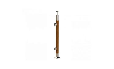 Готовая стойка 40х40х950 мм, деревянная, со вставками из нержавеющей стали 2х100 мм с 2 зажимными стеклодержателями k740-4-L купить в Ростове-на-Дону