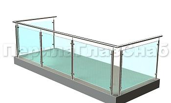 Ограждение из нержавеющей стали со стеклами для балкона в Ростове-на-Дону. Готовые проекты ПерилаГлавСнаб