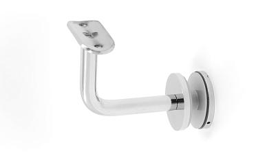 Держатель поручня Ø50.8 мм, на стекло 10-17 мм, Ø43х5 мм, вынос 60х70, нержавеющая сталь, полированная (AISI 304) k008-3 купить в Ростове-на-Дону