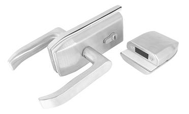 Замок с нажимной ручкой и притвором, евроцилиндр односторонний ключ/защелка, с ответной частью на стекло, шлифованный t155-3 SSS  купить в Ростове-на-Дону