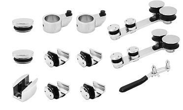 Комплект раздвижной системы для стеклянных дверей, AISI 304, полированный t406 купить в Ростове-на-Дону