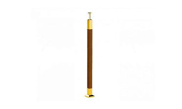 Готовая стойка 40х40х950 мм, деревянная нелакированная, со вставками из нержавеющей стали под золото 2х100 мм k740-G купить в Ростове-на-Дону
