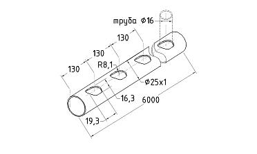 Труба AISI 201 25х1х6000, с перфорацией под  Ø16, 30°, GRIT 600 831-5 купить в Ростове-на-Дону