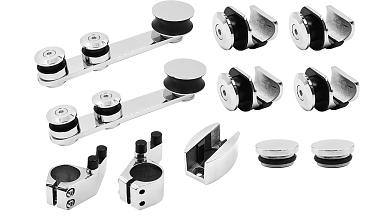 Комплект раздвижной системы для стеклянных дверей, AISI 304, полированный t405 купить в Ростове-на-Дону