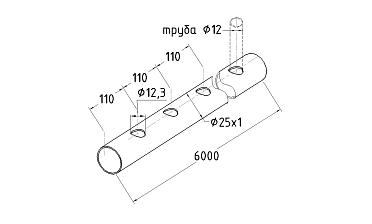 Труба AISI 304 25х1х6000, с перфорацией под  Ø12, 30°, GRIT 600 837-5 купить в Ростове-на-Дону