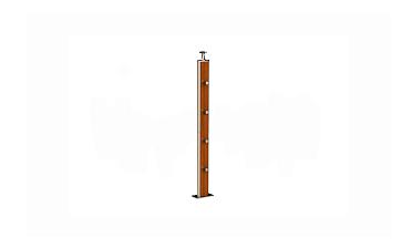 Дизайнерская плоская комбинированная стойка в сборе из шлифованной нержавеющей стали и древесины дуба с четырьмя ригеледержателями k742-2 купить в Ростове-на-Дону