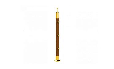 Готовая стойка 40х40х950 мм, деревянная, со вставками из нержавеющей стали 2х100 мм с 3 ригеледержателями k740-1-G купить в Ростове-на-Дону