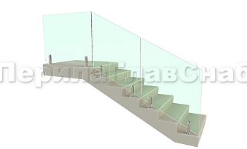 Цельностеклянное лестничное ограждение на министойках из нержавеющей стали для крыльца в Ростове-на-Дону. Готовые проекты ПерилаГлавСнаб