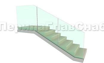 Цельностеклянное ограждение на зажимном алюминиевом профиле для крыльца в Ростове-на-Дону. Готовые проекты ПерилаГлавСнаб