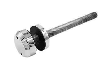 Стеклодержатель Ø50х10х18, шпилька М16х205 мм, для стекла 8-40 мм, AISI (201), с возможностью регулировки выноса до 65 мм, для торцевого крепления стекла, полированный, литой k277-3 купить в Ростове-на-Дону