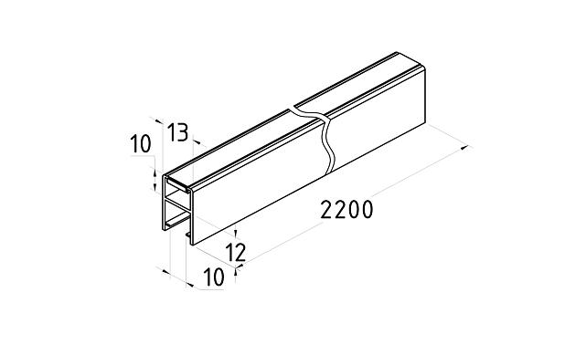Комплект уплотнителей для стекла в душевую кабину (2 шт.), стекло-стекло 10 мм, с магнитом 180°, 2200 мм t229 2
