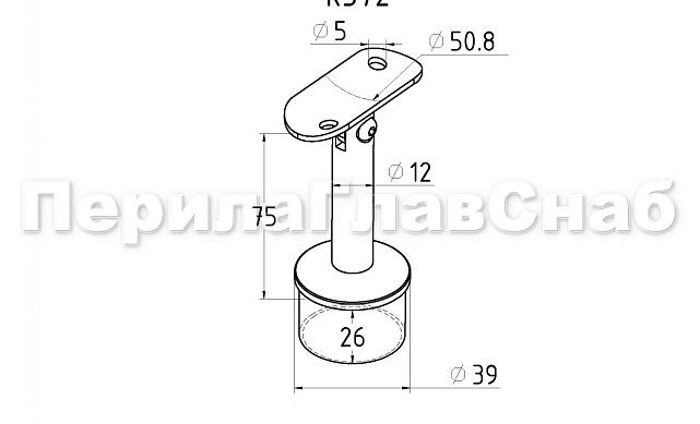 Наконечник палец на стойку Ø42.4х1.5 мм, с регулируемым ложементом под поручень Ø50.8 мм, литой, полированный, повышенной коррозионной стойкости, нержавеющий AISI 316 k372-2 2