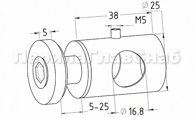 Ригеледержатель на плоскость, для ригеля Ø16 мм, полированный, штампованный (AISI 201) k032 2