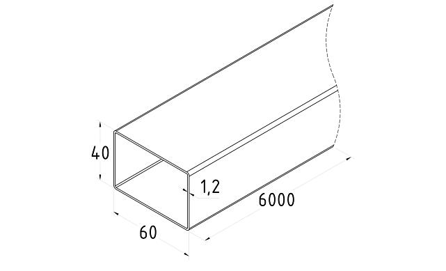 Труба нерж. AISI 201, 60х40x1.2х6000, полированная k874-2 2