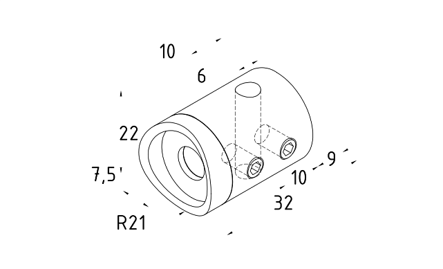 Зажимы для троса Ø5 мм, 22х30 мм, под Ø42.4 мм, полированный, AISI 304, k267-3 2