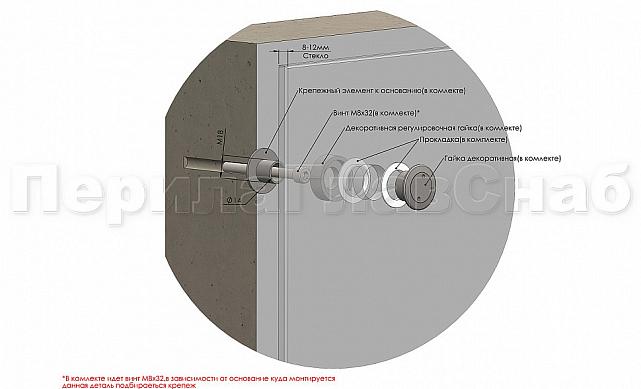 Точечный держатель стекла к стене Ø36x40, регулируемый, под стекло 8-12 мм k084-4 2
