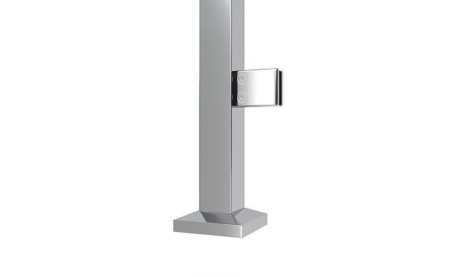 Стойка квадратная 40х40: 2 литых квадратных стеклодержателя, шлифованная, высота 950 мм (AISI 304) k747-2-L/R 2