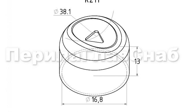 Наконечник штампованный (СПС) прямой 90° на трубу Ø16 мм, для поручня Ø38.1 мм, полированный, нержавеющий (AISI 304) k211 2