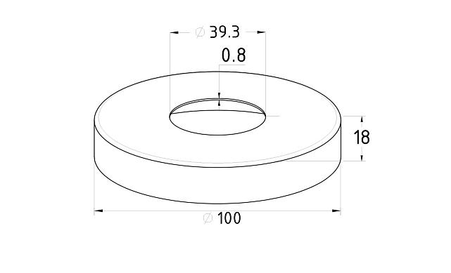 Низ стойки Ø38.1 мм, S=0.8 мм, 100х18 мм, полированный (AISI 316) k201-2 2