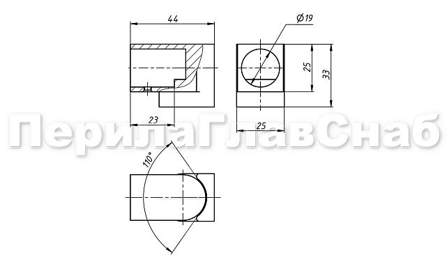 Держатель труба-стена, регулируемый, Ø19 мм, нерж., полир. t908 PSS 2