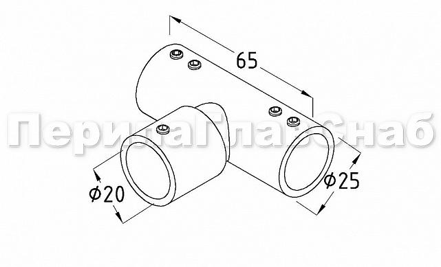 Соединитель-тройник для трубы 19 мм латунь-хром, полированный t902 PC 3