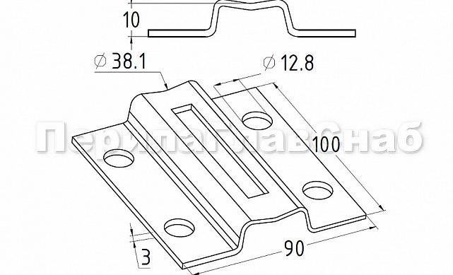 Боковой крепеж стойки под Ø38.1 мм, полированный (AISI 316) k056-2 2