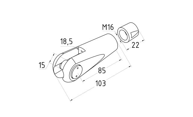 Наконечник ванты (тяги) под резьбу М16 правый (AISI304) k661-R 6