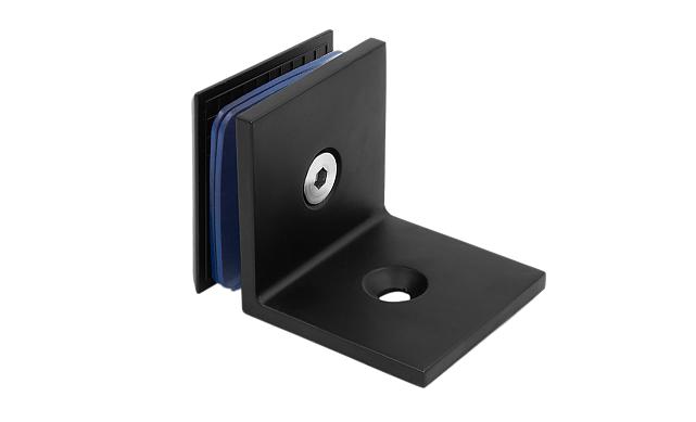  Коннектор для душевой кабины стена-стекло 90°, 45х45, цинк, черный, вырез 69 t732 BZn 6